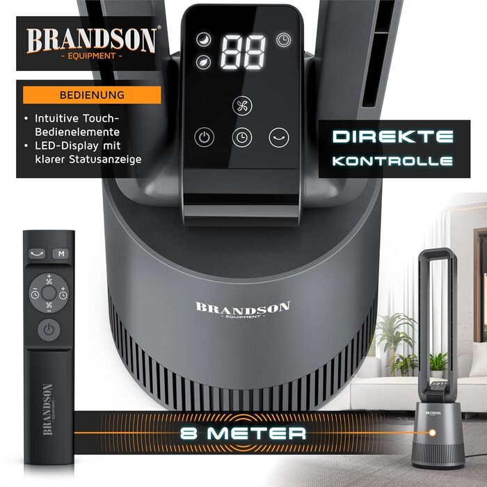 Вентилятор підлоговий Brandson DC ECO Line з пультом, 3 режими, нічний режим, енергоефективний для спальні