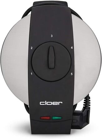 Вафельниця Cloer 1639SR: вафлі у формі серця, діаметр 15,5 см, антипригарне покриття, 930 Вт, індикатор, сталева рама