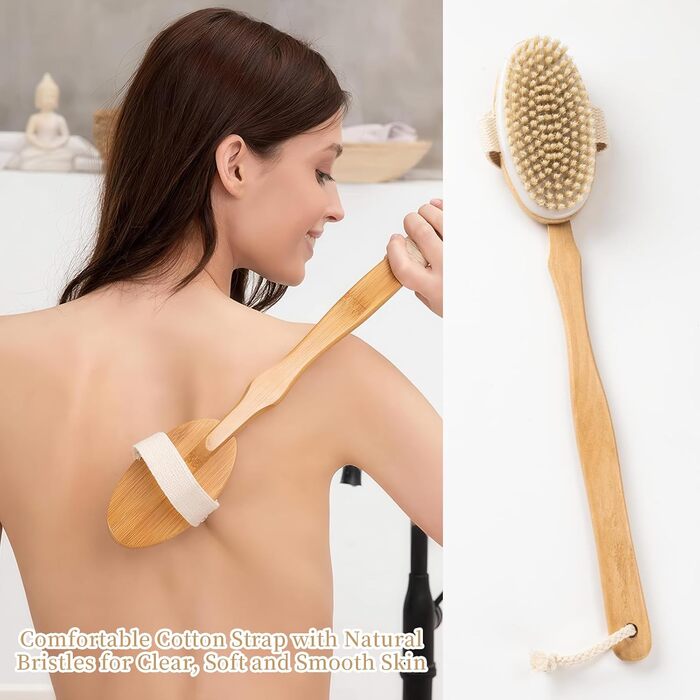 Щітка для пілінгу Uervoton, суха щітка з натуральної щетини Tampico, для проблемної шкіри, целюліту та набряків, покращує кровообіг, з сумкою для зберігання (3 шт.)