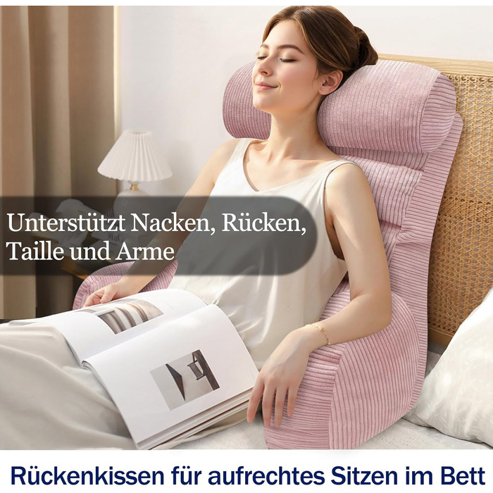 Підлогове крісло-мішок для читання з підлокітником, 65x30 см (Рожевий)