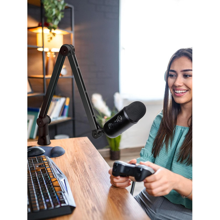 Підставка для мікрофона SUNMON для Blue Yeti та інших – міцна, 360° обертання, металева клямка, універсальна | HyperX QuadCast 2, Fifin AM8, Seiren Mini V3, MV7