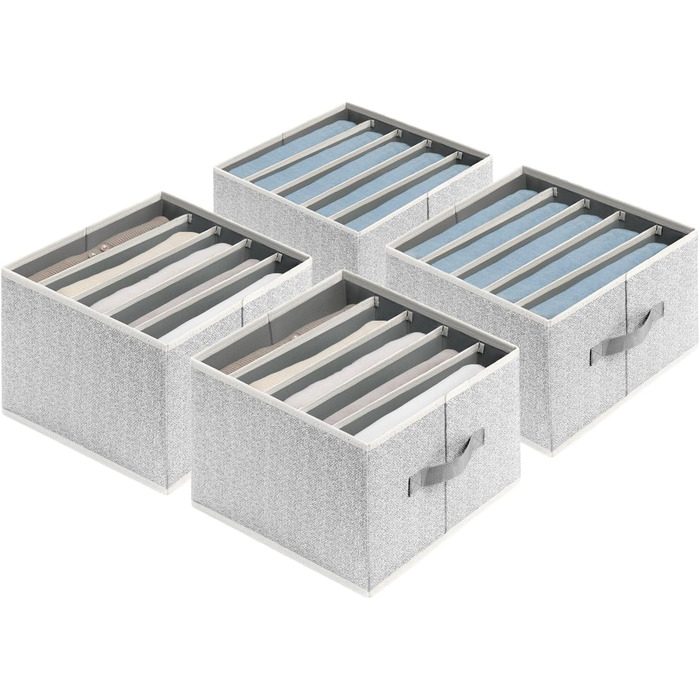 4 Piece Drawer Organizer, Jeans Closet Organizer, Foldable Storage Box with Compartments for Storing Clothes, Jeans, Shirts, Blankets, Underwear