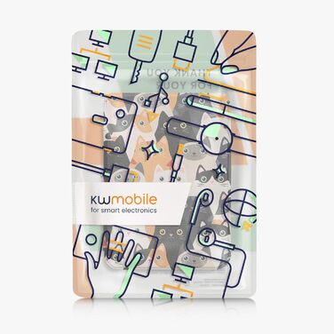 Чохол-книжка kwmobile для Kobo Clara BW/Clara Colour/Tolino Shine (5) / Shine Color - Чохол для електронного читача з принтом котів (помаранчевий, чорний, білий)