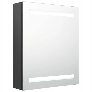 Шафа у ванну кімнату з дзеркалом та LED-підсвіткою, сіра, 50x14x60 см