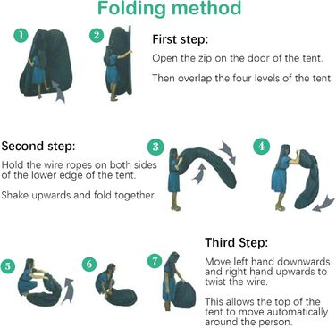 Намет для душу HOMASIS Pop up, зелений, 120x120x190 см - переносний, для кемпінгу, з кишенькою