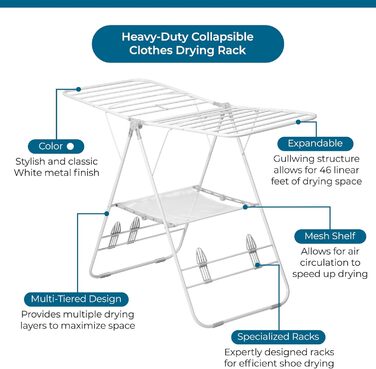 Honey Can Do 2-Tier Folding Clothes Drying Rack, Tripod, DRY-09220, Chrome (Folding Gullwing Drying Rack)