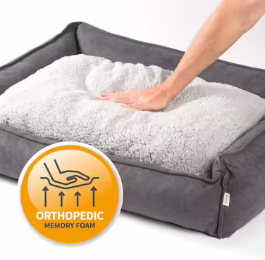 JAMAXX Premium Orthopedic Dog Bed Memory Foam Visco Washable Reversible Cushion Water-Repellent/Dog Basket Soft Velvet-Like Sofa Fabric Dog Cushion Dog Basket PDB2002 (L) 120x90 (L 120 x W 90 x H 22 cm, grey)