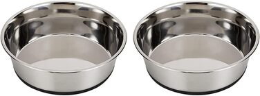 Миска для собак Kerbl з нержавіючої сталі, 2.8 л (2 шт.) - неслизька, срібна