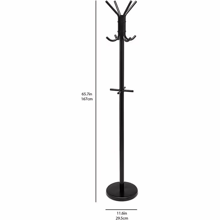 Amazon Basics Coat and Clothes Rack, 29.5 x 29.5 x 167 cm (L x W x H), Black
