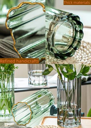 Висока скляна ваза для квітів, велика ваза-циліндр для декору столу (сіра, 12x12x30 см)