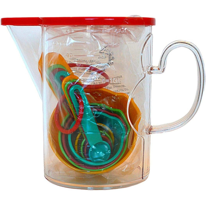 10-Piece Measuring Cup Set, 0.5 Teaspoons to 1.5 Liters for Baking, Cooking, Multicolored