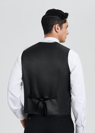 Костюм-трійка для чоловіків HISDERN V3-01: елегантна жилетка з двобортною застібкою, вузький крій, жаккард з візерунком пає, чорний, 6XL