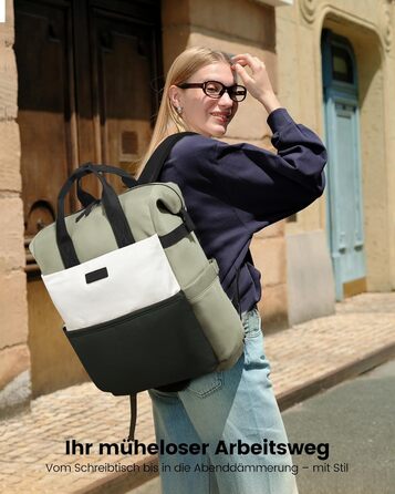 LOVEVOOK Рюкзак для жінок з відділенням для ноутбука 15.6 дюймів, шкільний, для подорожей, універсальний, водонепроникний, для роботи та навчання (15.6', зелено-бежевий)