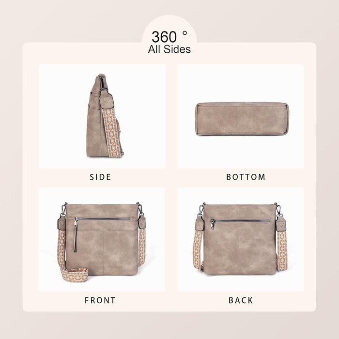 Сумка жіноча Gladdon середнього розміру через плече, шкіряна крос-боді, колір світло-бежевий (Helltaupe)