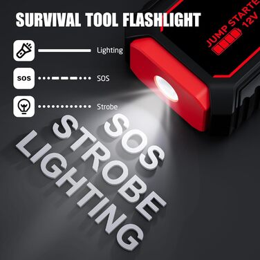 Портативний пусковий пристрій Povasee Starthilfe Powerbank: 5000A для 12V авто (до 10л бензину/8л дизеля), з LED, 2 USB, кабель для підключення