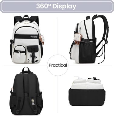 Шкільний рюкзак для дівчаток - водонепроникний, легкий, стильний, з великою місткістю, для 3-9 класів, фіолетово-чорний колір