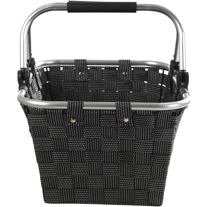 Корзина для покупок з ручками, 40 x 19,5 x 30 см, чорна, пластикова. Ідеально для покупок та зберігання.