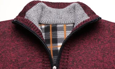 Чоловічий кардиган з флісовою підкладкою: стильна в'язана куртка, спортивна куртка, зимова куртка. Колір: темно-сірий (M, червоний)