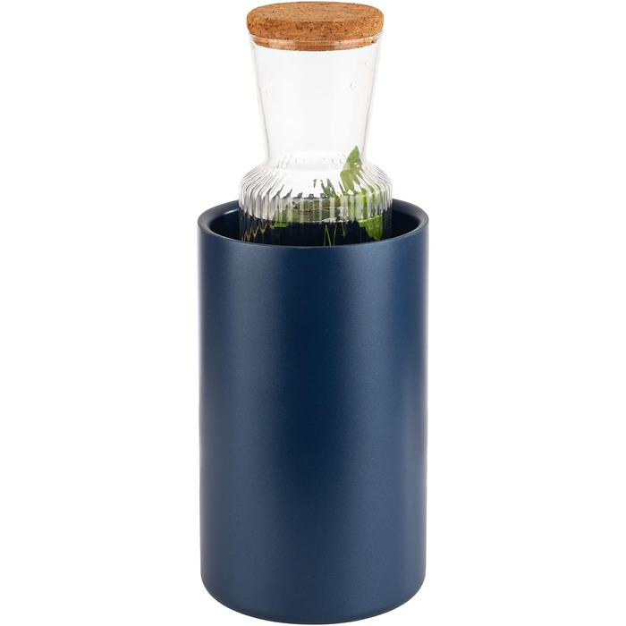 Охолоджувач для пляшок 'подвійний', нержавіюча сталь, 12 x 20 см, для шампанського та вина, об'єм 0.7-1.5 л, колір: блакитний