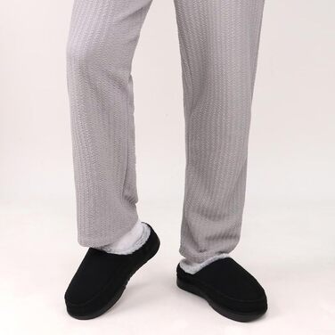 Чоловічі тапочки KuaiLu з піною пам'яті, зручні, ручної роботи, з мікрозамшею, з підтримкою склепіння стопи, з підкладкою з штучного хутра, гумова підошва, для дому та вулиці (48 EU, Чорний)