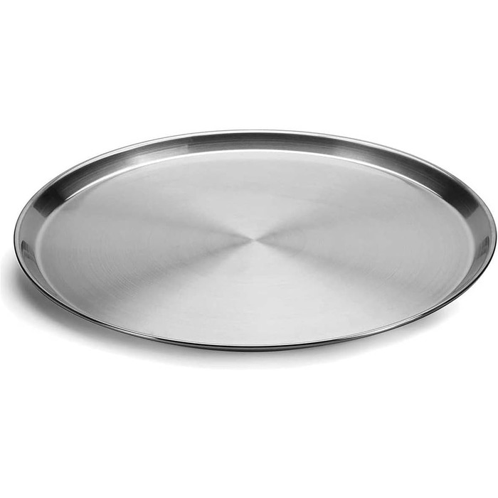 DEL - Round Tablet - Stainless Steel Tablet - Serving Tray - Round Serving Tray - Stainless Steel Plate, Kitchen Tray, Silver Round Tray, Large Serving Platter, Tray Serving Tray Round - Ø 36 cm