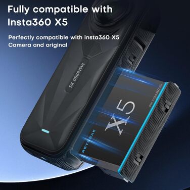 REYGEAK акумулятори для Insta360 X5, 2 x 2800 mAh, комплект з зарядним пристроєм