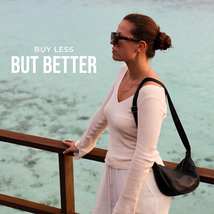 Сумка через плече Berliner Bags Luna, шкіряна напівмісяць, чорна. Жіноча сумка-багет