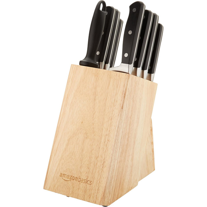 Amazon Basics Premium Knife Block Set - 9 Piece Black Set