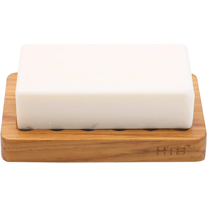 Дерев'яна мильниця з теку (водоспад) від HTB - мильниця з дерева для ванної, кухні, умивальника та стільниці
