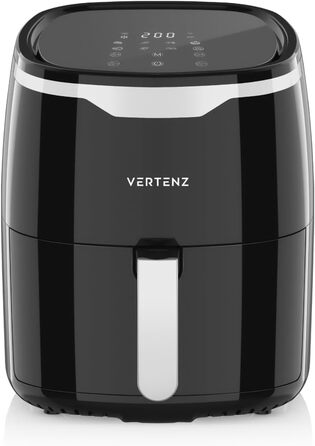 Фритюрниця повітряна VERTENZ Taste 50 XL, 5 л, 8 автоматичних меню, 1400 Вт, LED-touchscreen, антипригарне покриття, без олії, чорна