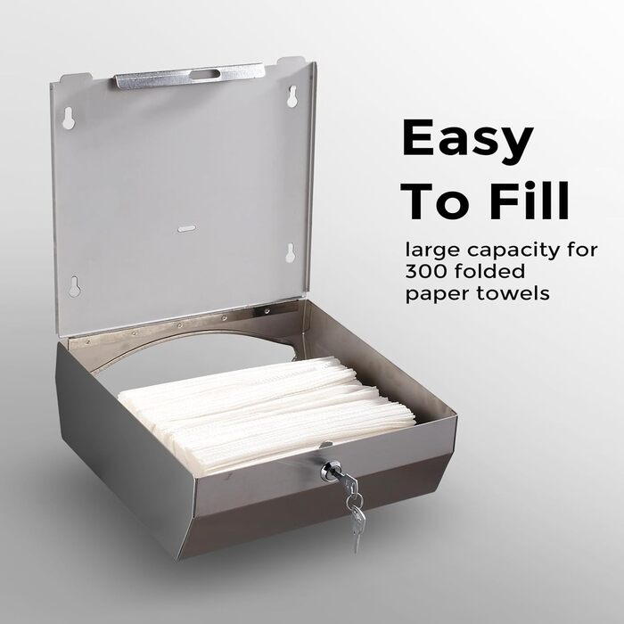 Modunful Multifold Paper Towel Dispenser - Multifold Trifold Paper Towel Dispenser, Large Capacity Stainless Steel Tissue Holder, Suitable for Bathrooms and Public Places (Silver 5823)
