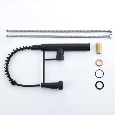 Сучасний кухонний змішувач з висувною лійкою AIMADI 360° з нержавіючої сталі, чорний/рожеве золото, для кухні