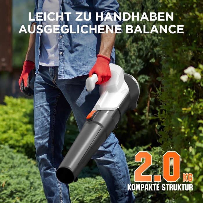 Litheli Leaf Blower Battery-Powered Leaf Blower with Turbocharger, 137km/h Air Speed, 604m³/h Air Volume, with 10000mAh Battery, Suitable for Garden Maintenance, Lawn Care, and Snow Removal.