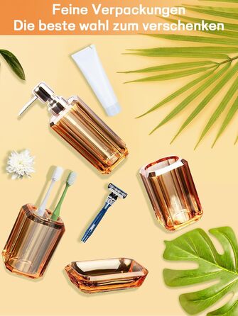 Набір аксесуарів для ванної кімнати, 4 шт. Акриловий набір для ванної: дозатор для лосьйону, стакан, тримач для зубних щіток, мильниця. Сучасний декор для ванної кімнати.