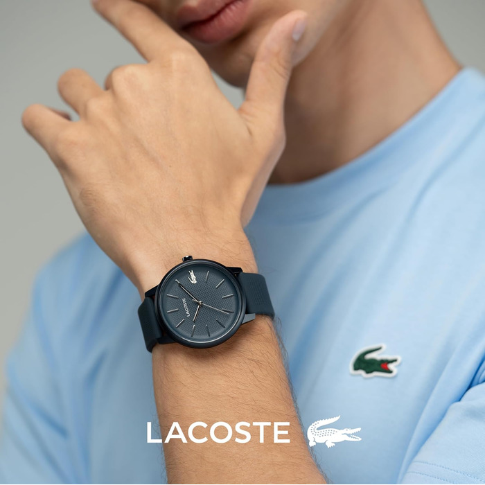 Годинник чоловічий Lacoste 12.12 Move Analog Quartz синій з силіконовим браслетом