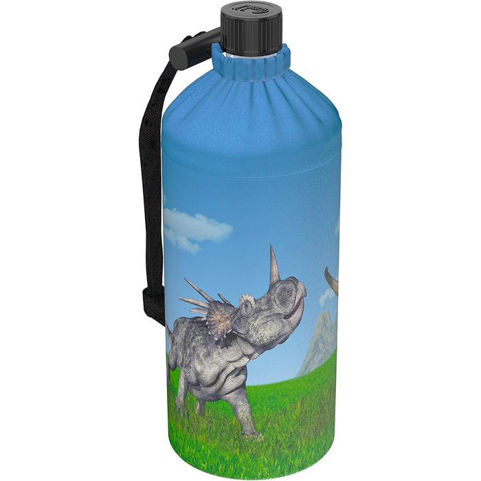 Emil Glass Water Bottle for Girls & Boys, Insulated Glass Bottle for School, Leisure, Sports: Kids & Parents Dinosaur 0.4l