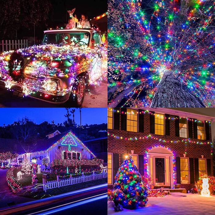 Гірлянда святкова для дому та саду, 10м, 100 LED, тепле біле світло, з таймером, вологостійка, 8 режимів, для декорування ялинки та приміщень