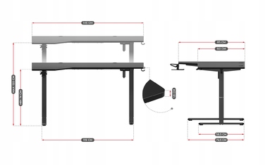 Ігровий стіл Huzaro, чорний, МДФ, з регулюванням висоти