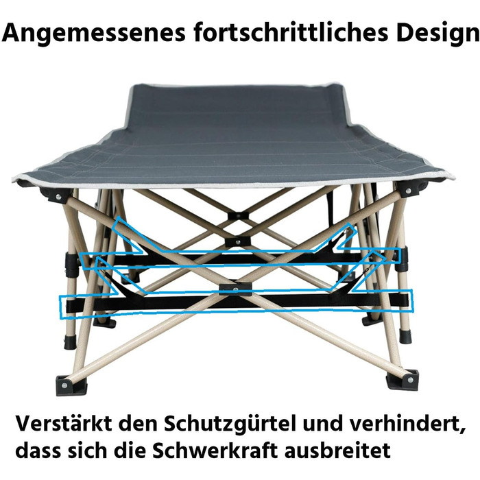 Ліжко складане Yaheetech для кемпінгу, гостьове, сіре 186x66x52 см, вантажопідйомність до 150 кг з сумкою для транспортування