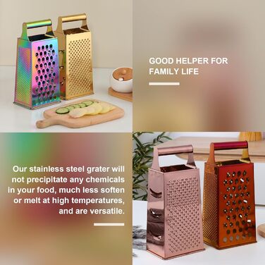 Терка кухонна YDware з нержавіючої сталі, квадратна, 23.7 см, для овочів, 1 шт. (Champagne Gold)