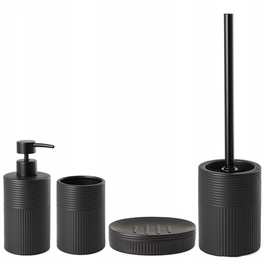 Набір аксесуарів для ванної кімнати з чорної кераміки (кам'яний вигляд), 4 предмети