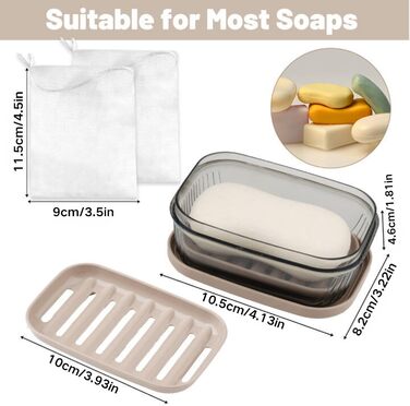 Водонепроникний контейнер для мила з 2 мішечками для мила, велика мильниця з кришкою для подорожей, ванної кімнати, душу, кемпінгу