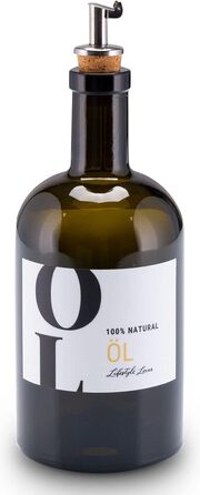 Lifestyle Lover Olive Oil Bottle - Antique Green Glass Apothecary Bottle with Stainless Steel Pourer for Oil & Vinegar (OIL 500ml)
