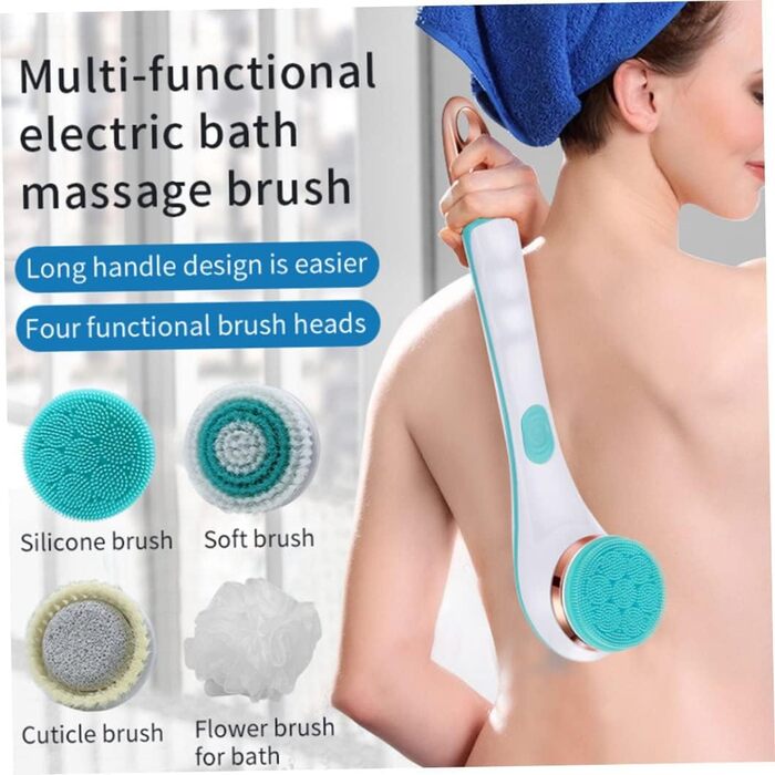 Electric Body Scrub Brush - Rechargeable Silicone Exfoliating Shower Brush for Back & Body Massage
