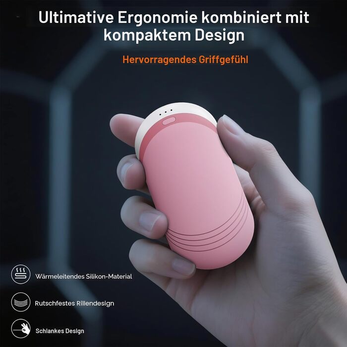 Електричні грілки для рук KARECEL 2 шт. з провідним силіконом, багаторазові, двосторонній нагрів, 6000mAh, USB, портативні, подарунок на Різдво, рожеві