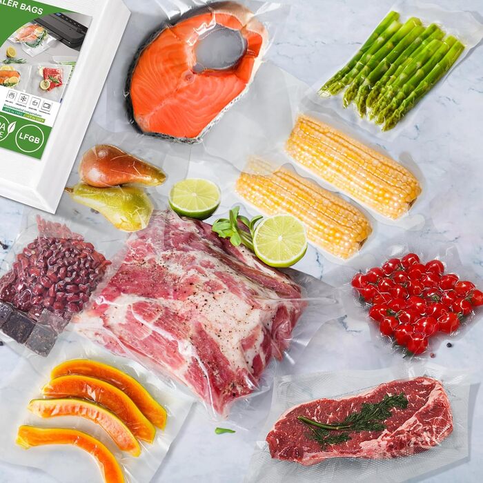 Omtofo 170-Piece Vacuum Bags 15x25cm + 20x30cm + 28x40cm Embossed, BPA-Free, Tear-Resistant, Vacuum Sealer Bags for All Home Vacuum Sealers, Professional Vacuum Bags Food Sous Vide Freezer Bags