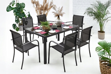 Обідній стіл та стільці MAT-COMPANY metal Table-150/6, чорний