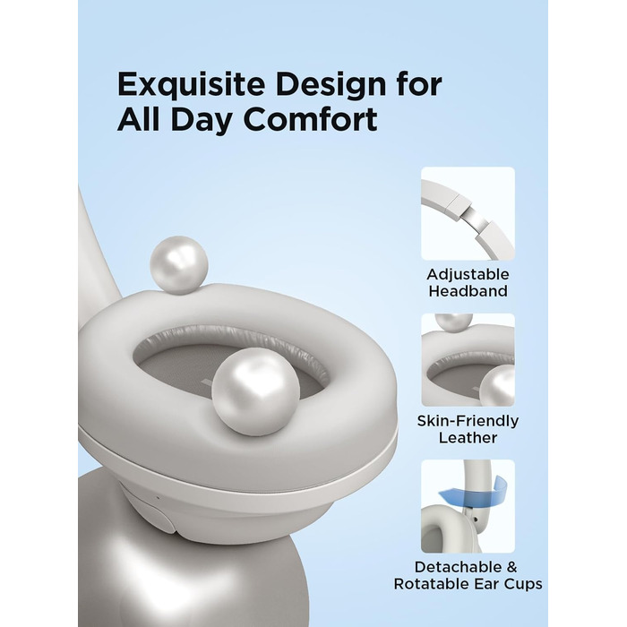 Навушники 1MORE HQ31 Bluetooth бездротові Over-Ear з активним шумозаглушенням, Hi-Res Audio, просторовим звуком, швидкою зарядкою та EQ в додатку (білі)