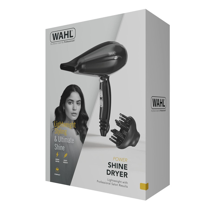 Фен для волосся WAHL Power Shine Dryer: 3 температурних та 2 швидкісних режими, функція холодного обдуву Cool Shot, швидке сушіння та стайлінг кучерявого волосся