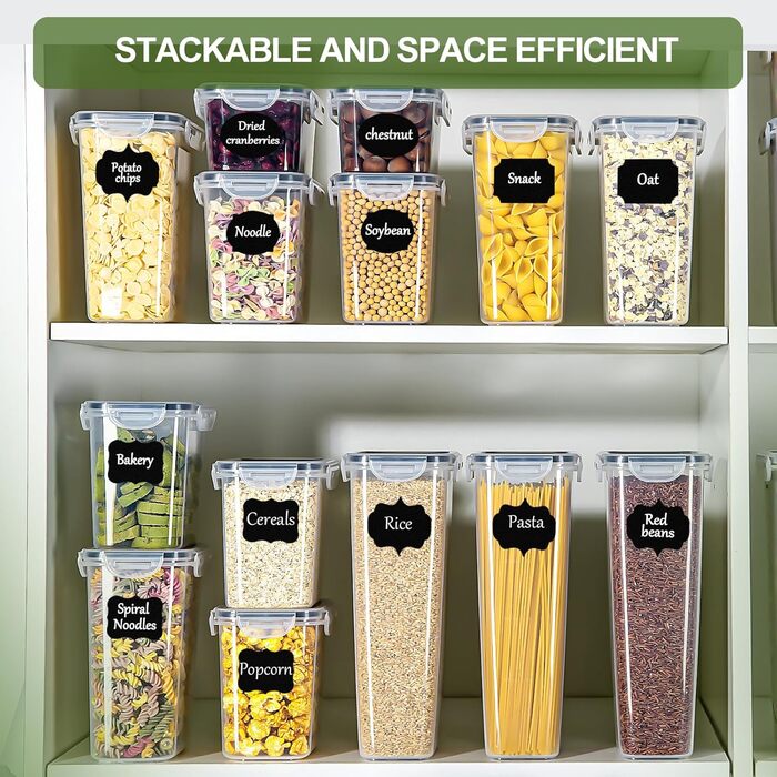 Набір контейнерів для продуктів з кришкою, 16 шт. BPA free, герметичні, для зберігання круп, борошна, мюслі. Органайзери для кухні з етикетками